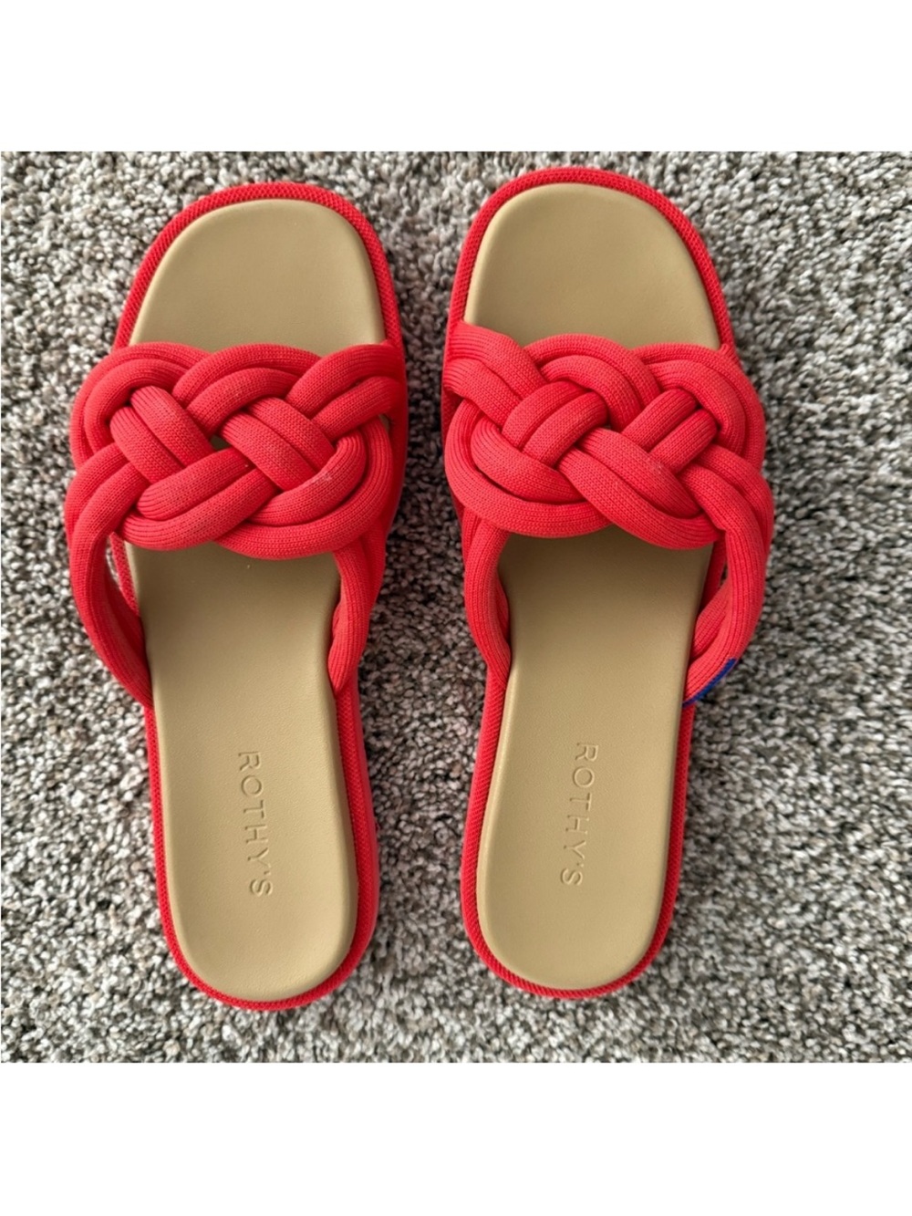 Rothy's Red Braided Summer Slide Sandals - Women's